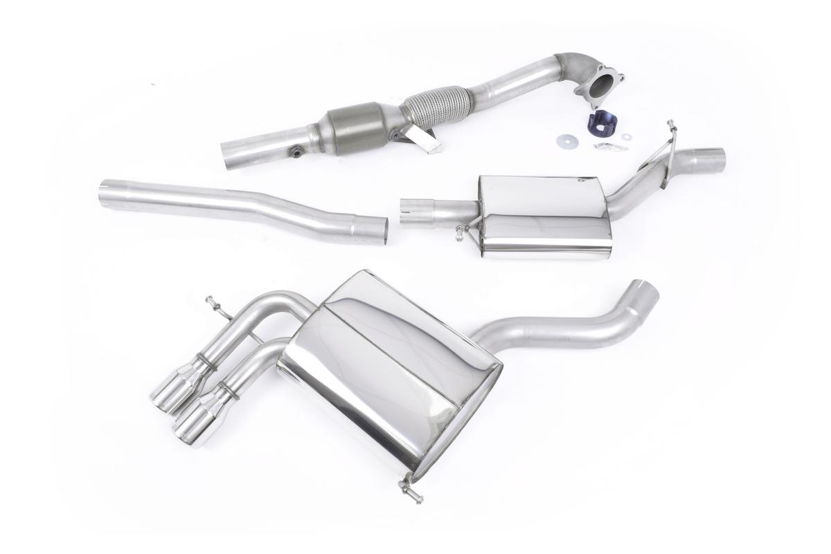 Audi A3 2.0T FSI Quattro - Resonated (Quieter) Turbo-Back Exhaust System with Hi-Flow Sports Catalyst with Polished Trims Audi A3 2.0T FSI Quattro - Resonated (Quieter) Turbo-Back Exhaust System with Hi-Flow Sports Catalyst with Polished Trims