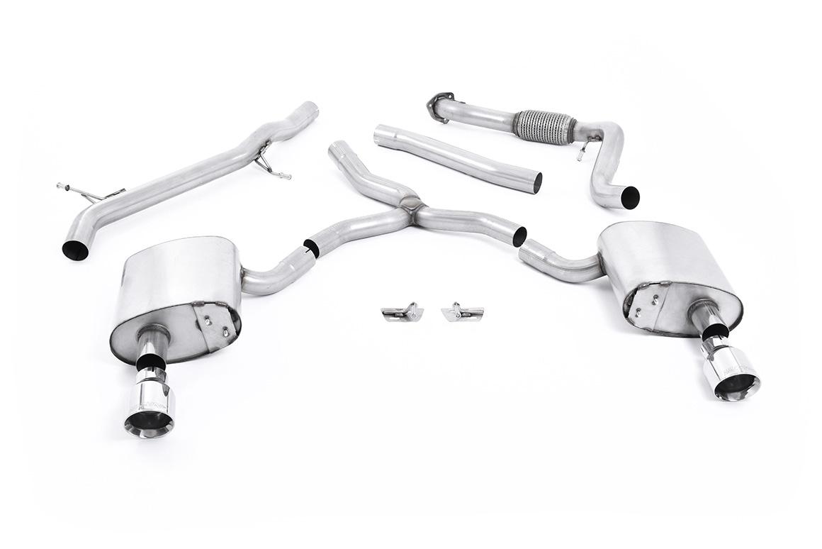 Audi A4 2.0 B9 Quattro - Non-Resonated (Louder) Cat-Back Exhaust System with Dual GT-100 Polished Trims Audi A4 2.0 B9 Quattro - Non-Resonated (Louder) Cat-Back Exhaust System with Dual GT-100 Polished Trims