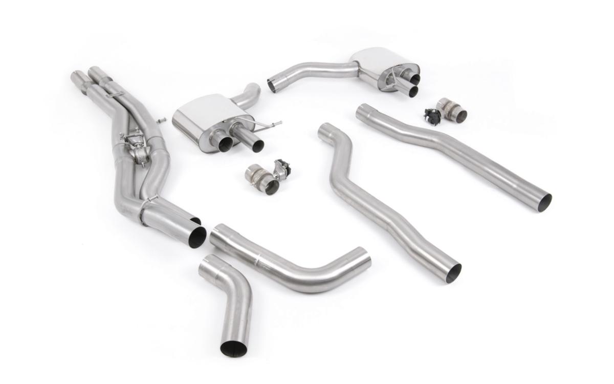 Audi RS6/RS7 C8 - Non Resonated Cat Back System (Twin 80mm) with Cerakote Black Oval Trims - Louder - (OE Requires Cutting)