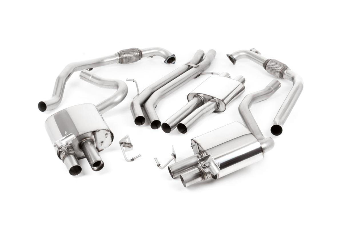 Audi S4/S5 B9 Non Sport Diff models - Resonated (Quieter) Cat-Back Exhaust System with Cerakote Black Trims