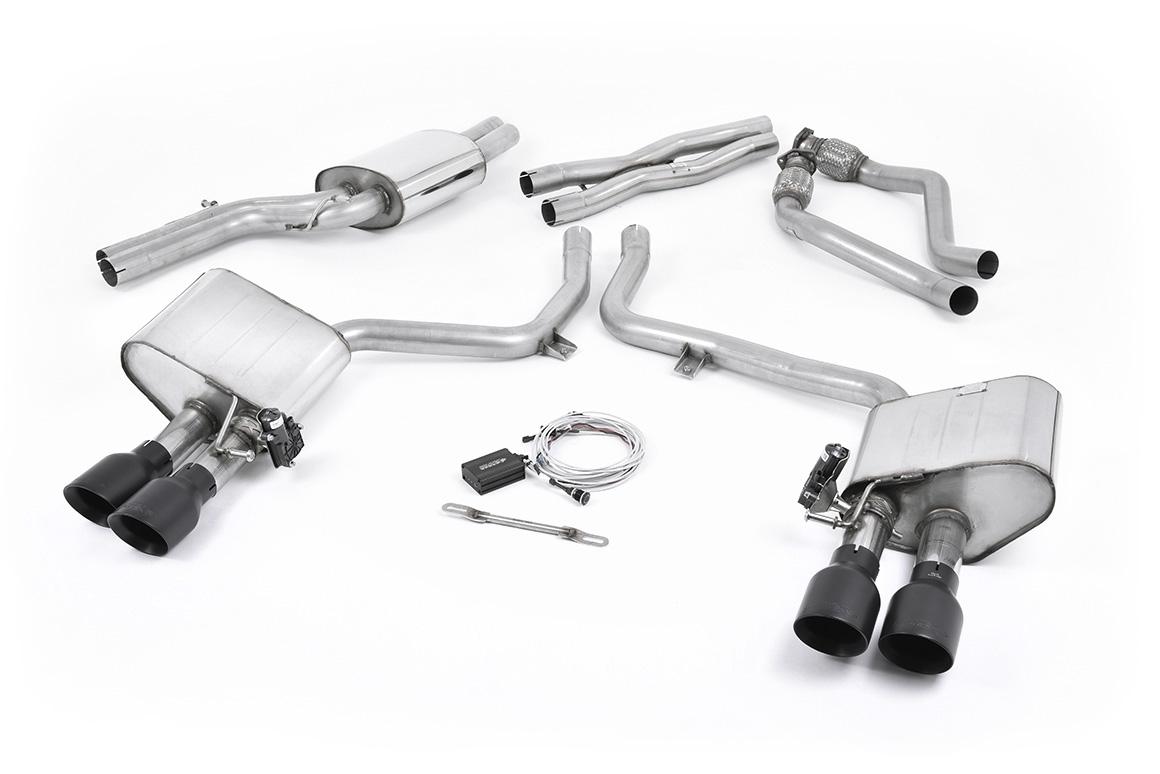 Audi S4 V6/S5 3.0 B8.5 - Valved & Resonated (Quieter) Cat-Back Exhaust System with Black Velvet Trims Audi S4 V6/S5 3.0 B8.5 - Valved & Resonated (Quieter) Cat-Back Exhaust System with Black Velvet Trims