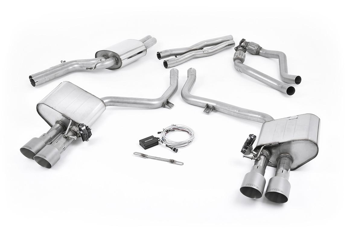 Audi S4 V6/S5 3.0 B8.5 - Valved & Resonated (Quieter) Cat-Back Exhaust System with Titanium Trims