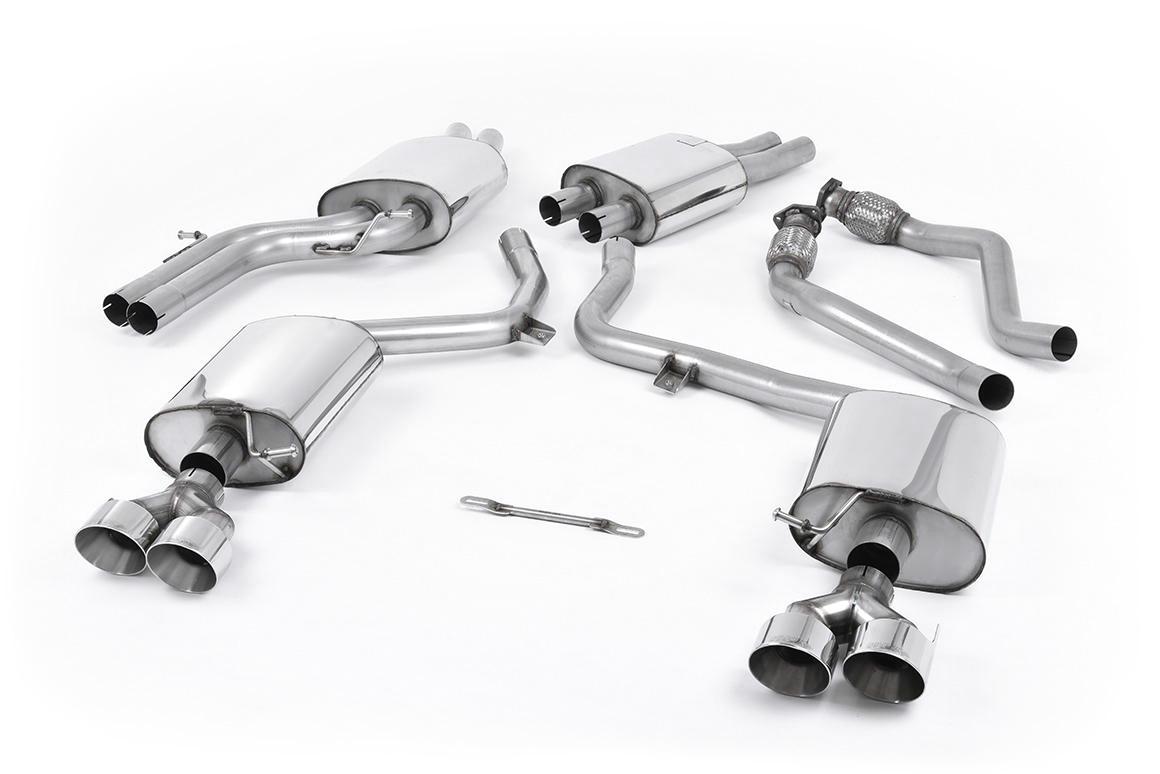 Audi S5 B8.5 Coupe/Cabriolet - Resonated (Quieter) Cat-Back Exhaust System with Polished Quad Outlet Trims Audi S5 B8.5 Coupe/Cabriolet - Resonated (Quieter) Cat-Back Exhaust System with Polished Quad Outlet Trims
