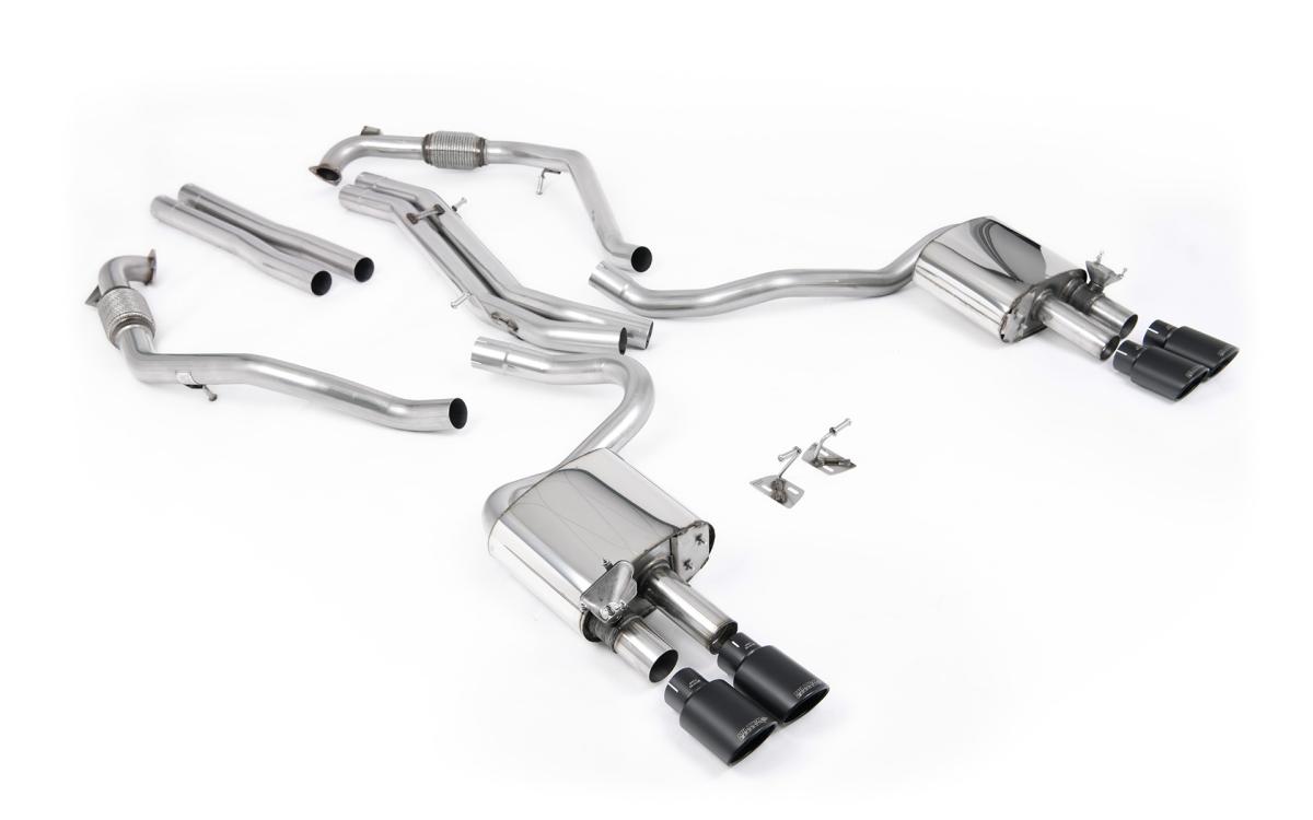 Audi S5 B9 Sport Diff models with Brace Bars - Non-Resonated Cat-Back (Louder) with Quad Cerakote Black Ovals Trims Audi S5 B9 Sport Diff models with Brace Bars - Non-Resonated Cat-Back (Louder) with Quad Cerakote Black Ovals Trims