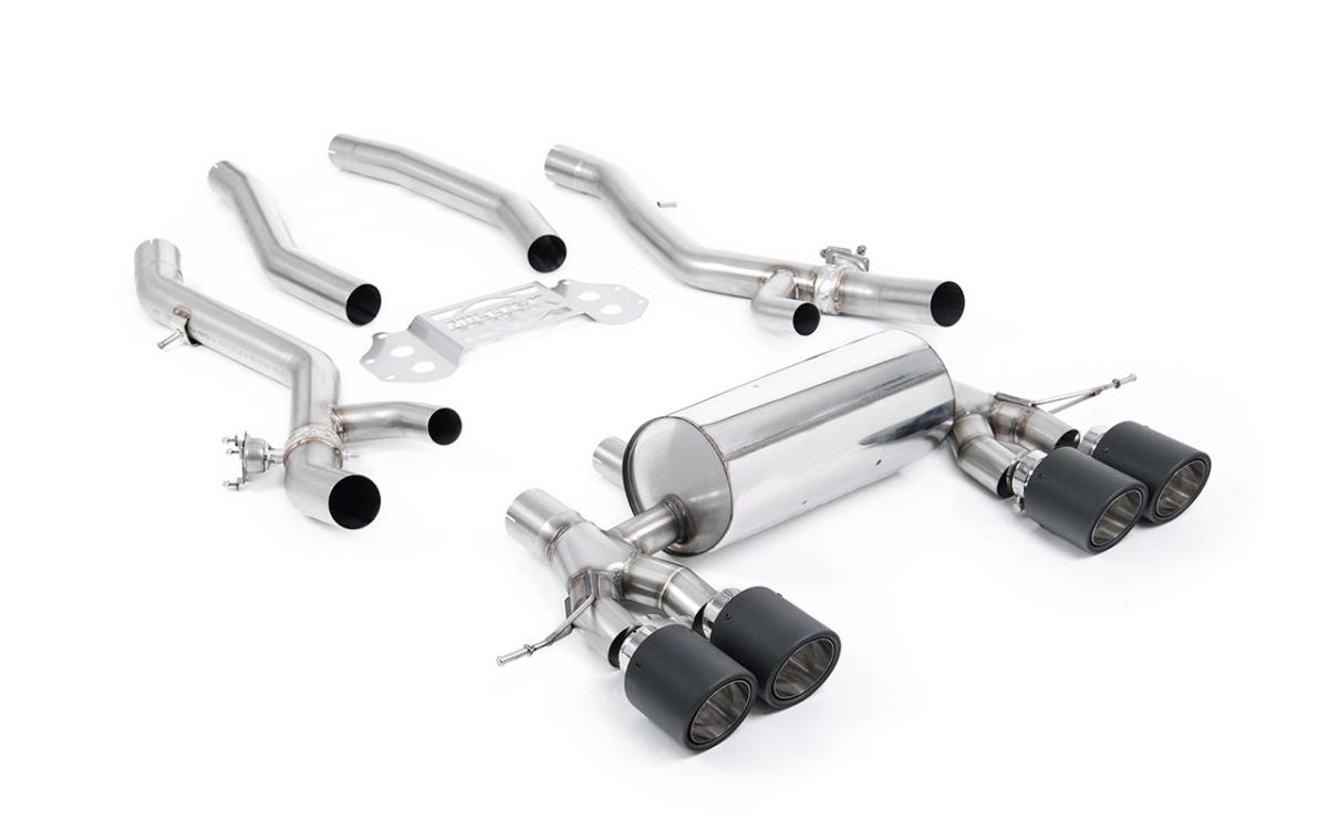 BMW G8X M3/M4 - OPF/GPF Back with Centre Resonator Bypass System with JET-115 Carbon Fibre Trims BMW G8X M3/M4 - OPF/GPF Back with Centre Resonator Bypass System with JET-115 Carbon Fibre Trims