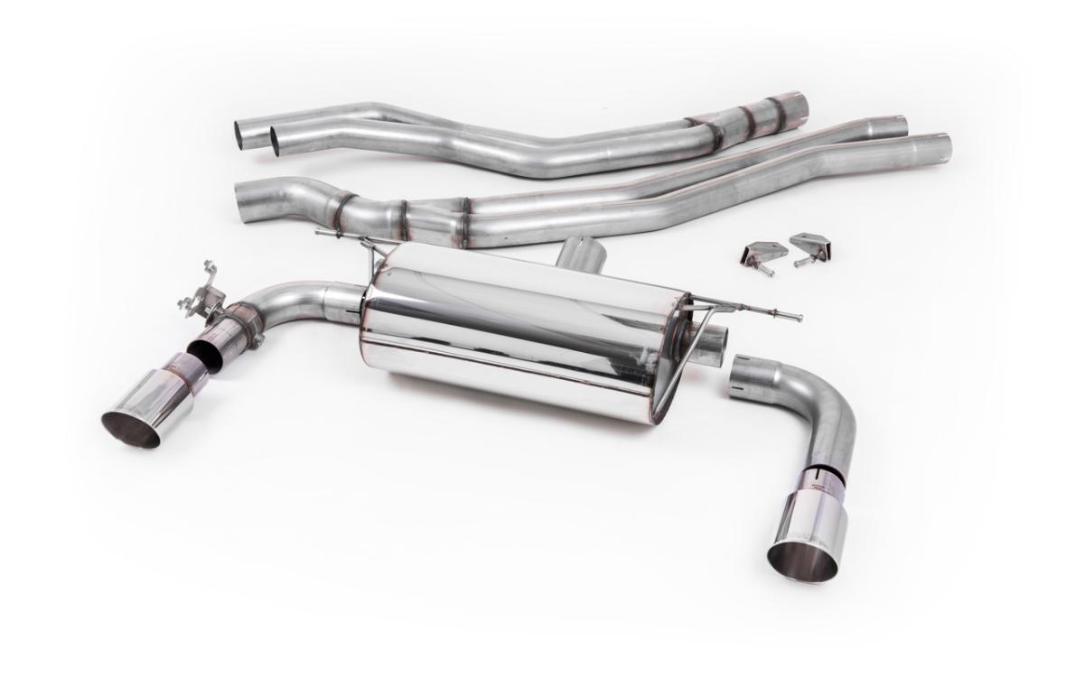 Non-Resonated (Louder) Race Cat-Back Exhaust System with Polished GT-90 Trims Non-Resonated (Louder) Race Cat-Back Exhaust System with Polished GT-90 Trims
