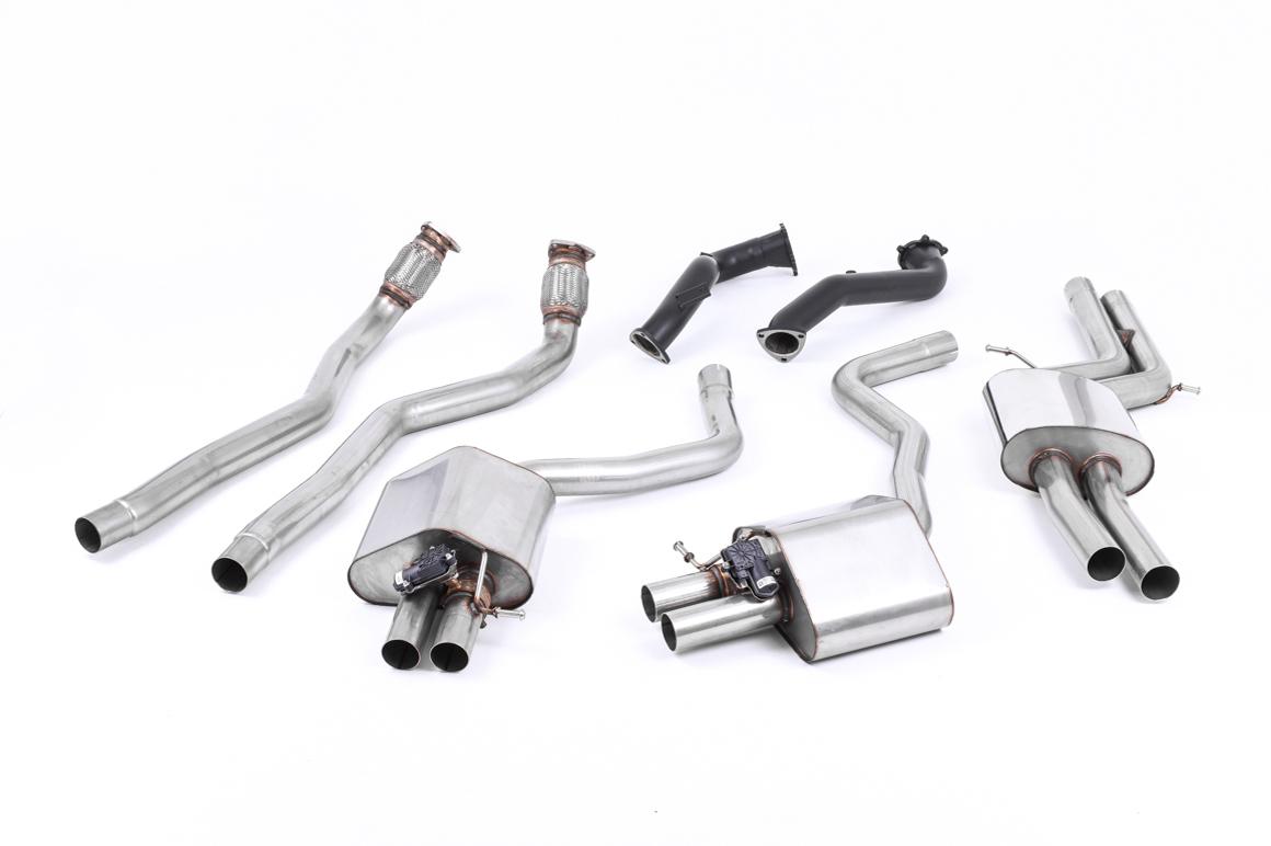 Audi RS6/RS7 C7 - Resonated (Quieter) Complete Exhaust System with Catalyst Bypass - Uses OE Trims