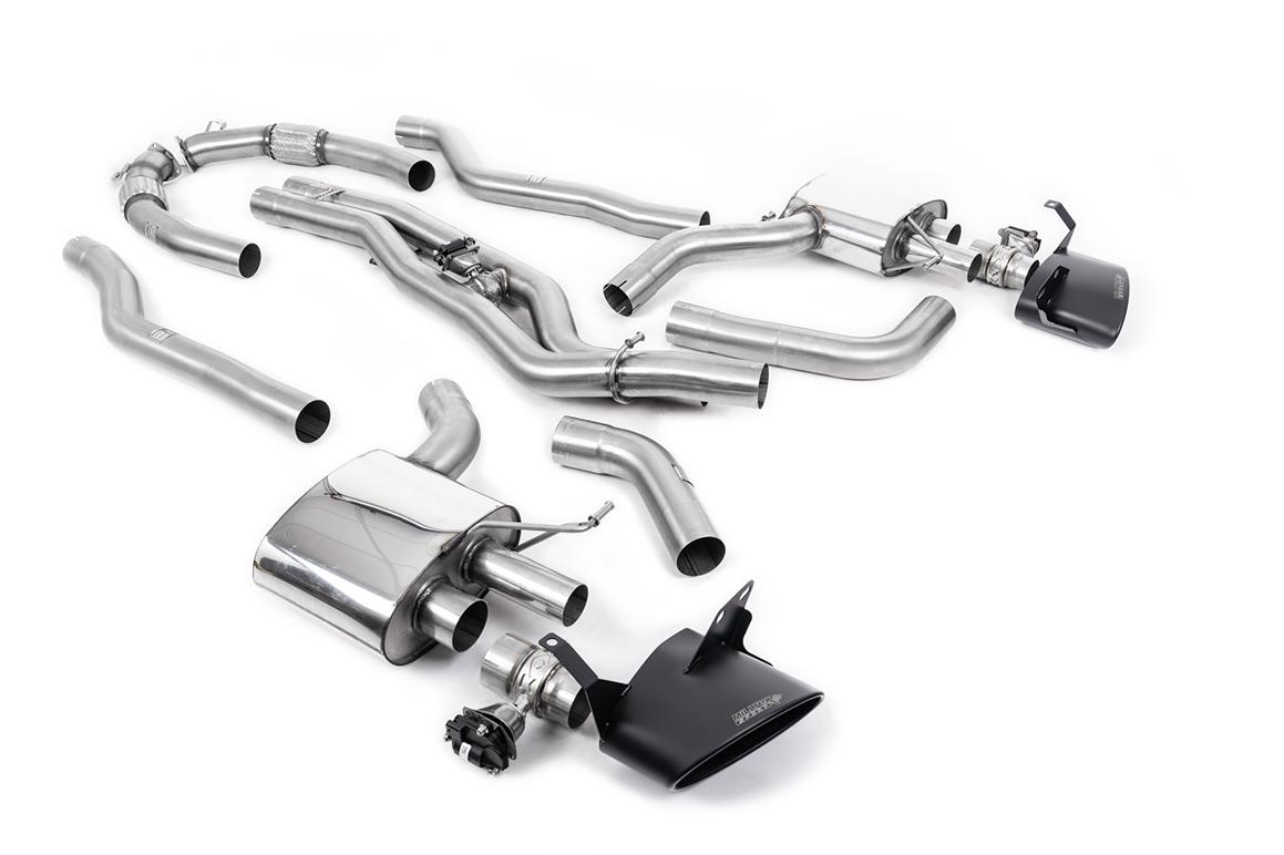 Audi RS6/RS7 C8 - Non Resonated Cat Back Back System (Twin 80mm) with Cerakote Black Oval Trims - Louder - (No Cutting Required)