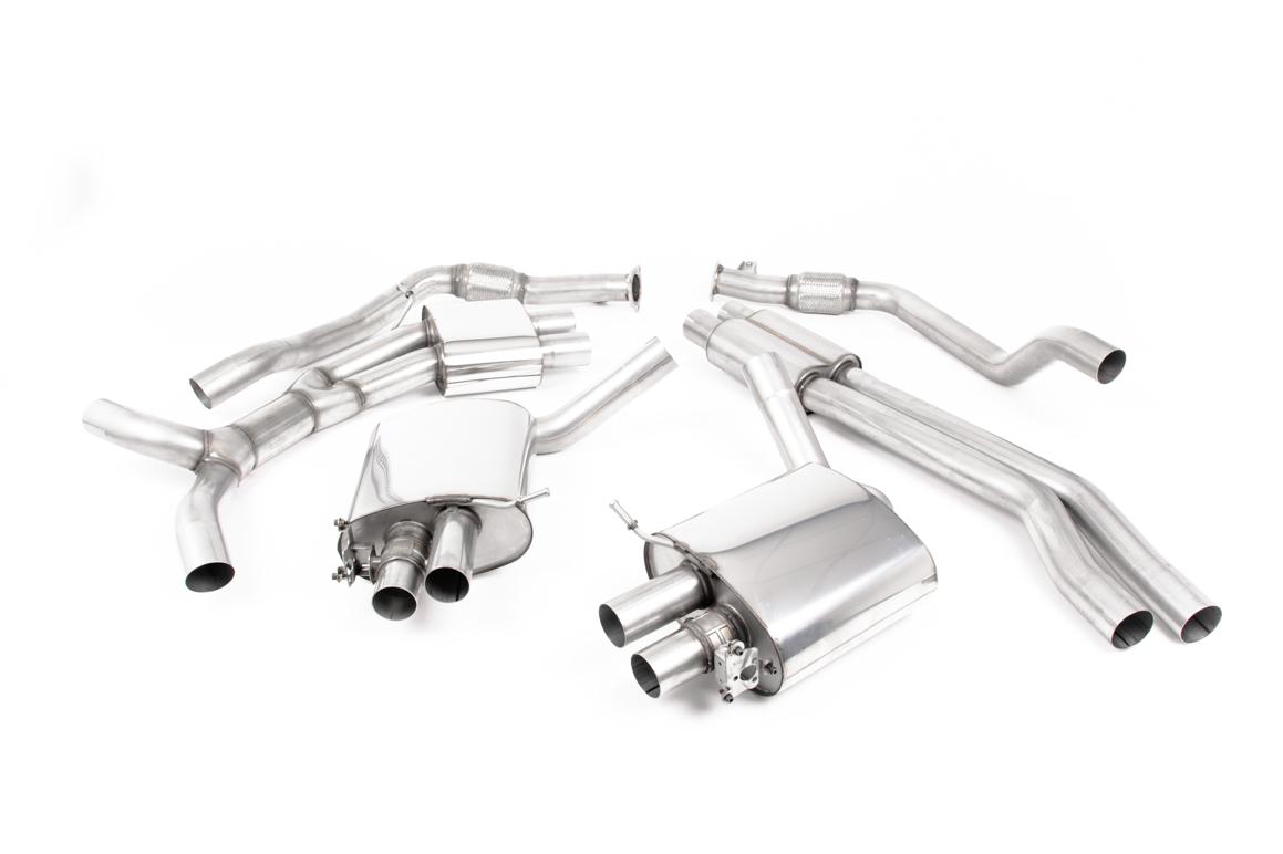 Audi RS5 B9.5 Non GPF Models - Resonated (Quieter) Cat Back Exhaust System with Cerakote Black Oval Trims