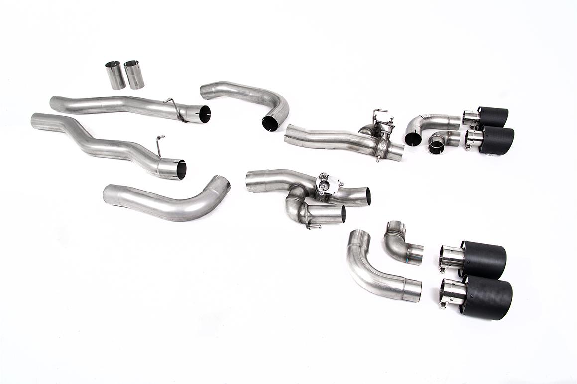 BMW M8 F91/92/93 (GPF Equipped) - OPF/GPF Back System with valved Rear Silencer Bypass & JET-115 Carbon Trims BMW M8 F91/92/93 (GPF Equipped) - OPF/GPF Back System with valved Rear Silencer Bypass & JET-115 Carbon Trims