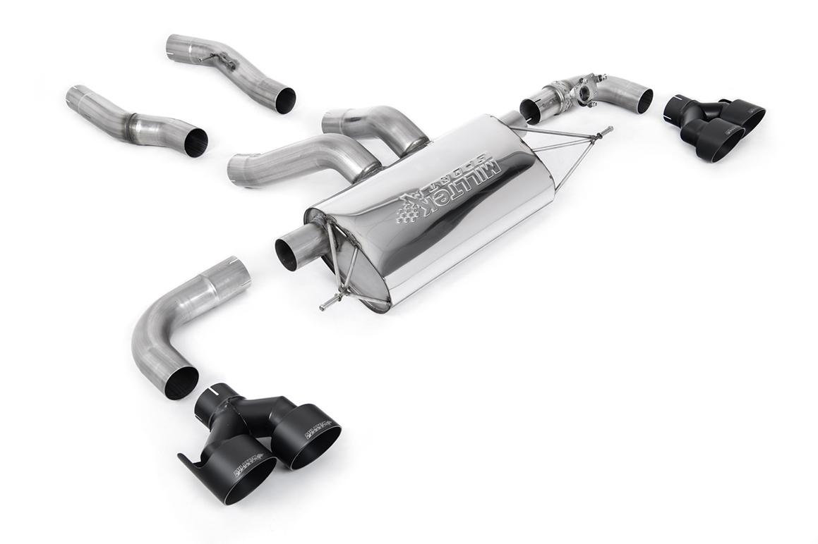 Particulate Filter Back Exhaust System with Quad GT-100 Cerakote Black Trims Particulate Filter Back Exhaust System with Quad GT-100 Cerakote Black Trims