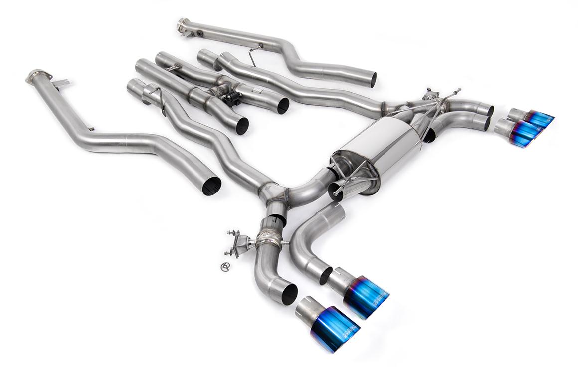 BMW M5 F90 LCI (GPF Equipped) - Cat Back Exhaust System with Burnt/Blue Titanium GT-100 Trims BMW M5 F90 LCI (GPF Equipped) - Cat Back Exhaust System with Burnt/Blue Titanium GT-100 Trims