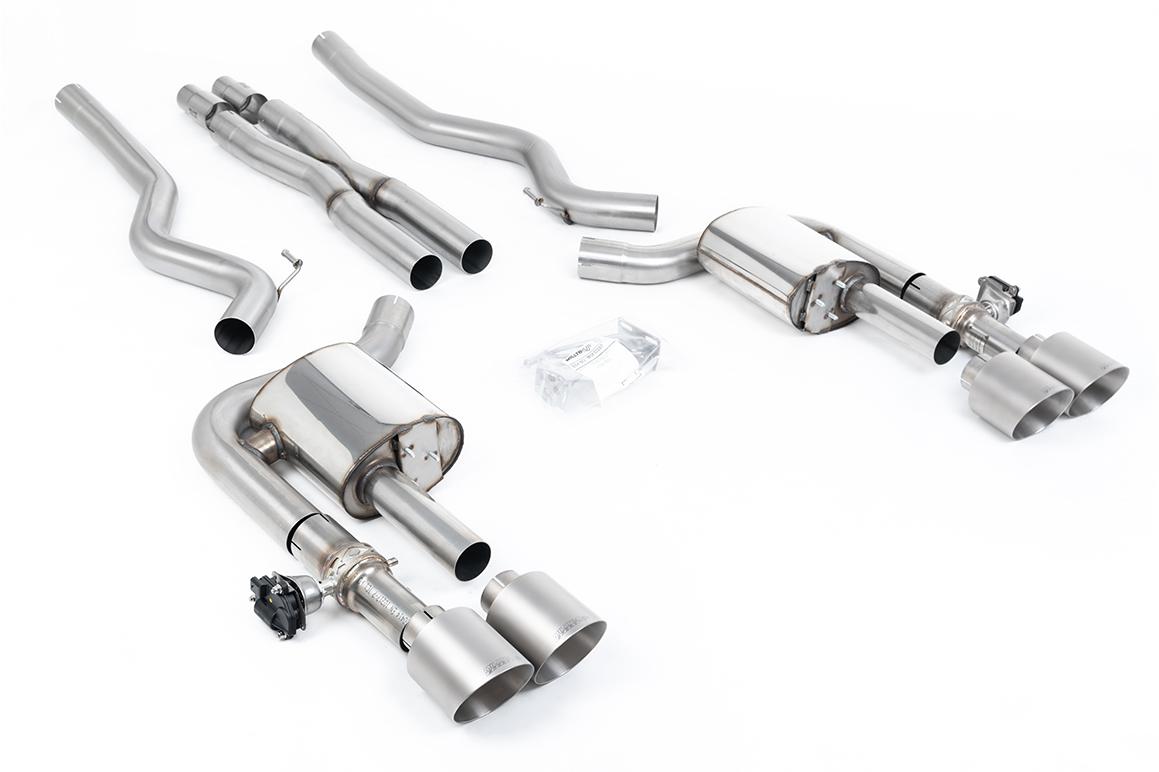Ford Mustang 5.0 V8 Dark Horse/ Mach 1 - Active Valved Cat Back with X Pipe and Brushed Titanium Tips Ford Mustang 5.0 V8 Dark Horse/ Mach 1 - Active Valved Cat Back with X Pipe and Brushed Titanium Tips