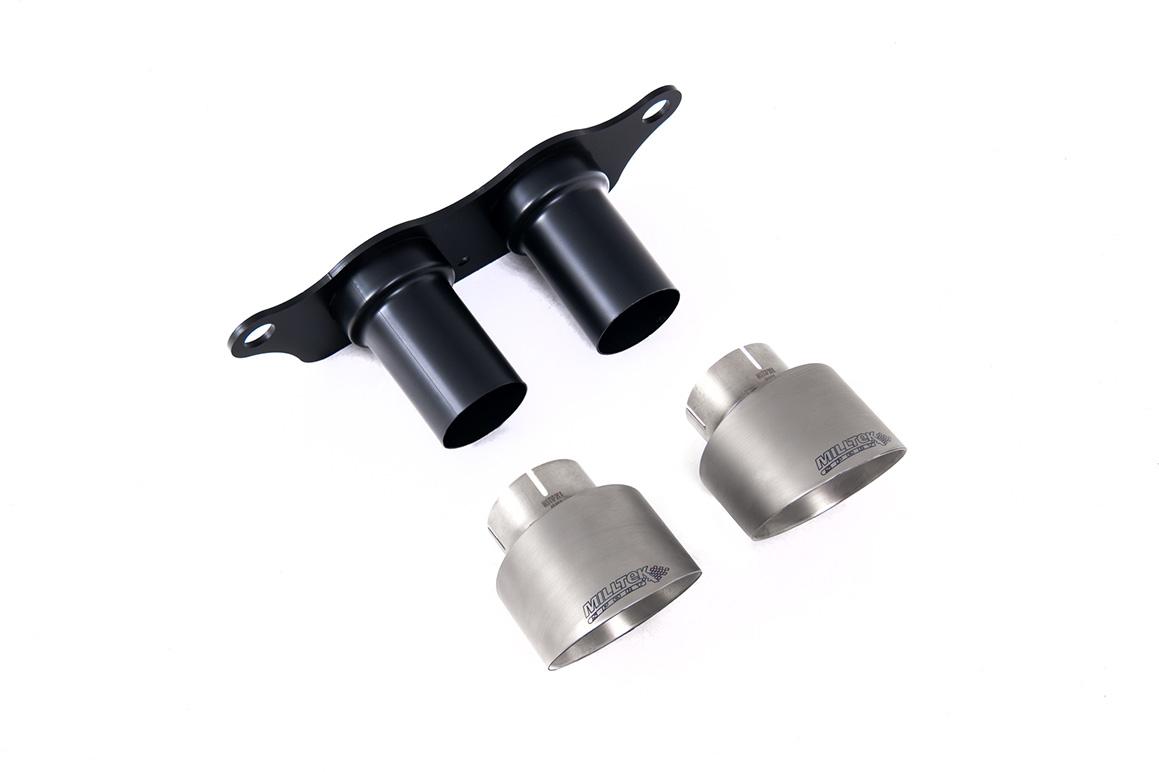 Porsche 991.2 GT3 & GT3 RS - GT-100 Brushed Titanium Trims & Mounting Plate - Fits to OE Silencer