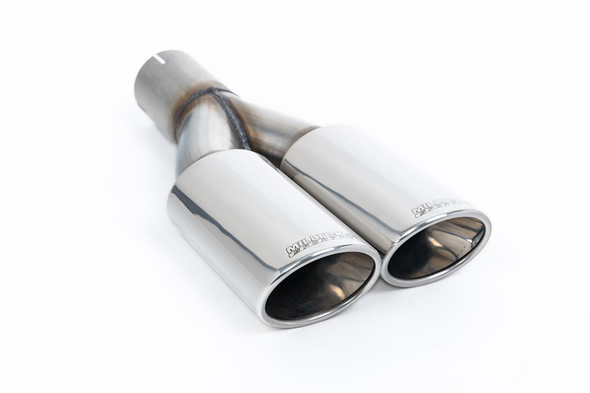 VW T6 LWB 2.0TSI Petrol - Non-Resonated (Louder) Cat-Back Exhaust System with Twin Polished oval Outlets VW T6 LWB 2.0TSI Petrol - Non-Resonated (Louder) Cat-Back Exhaust System with Twin Polished oval Outlets