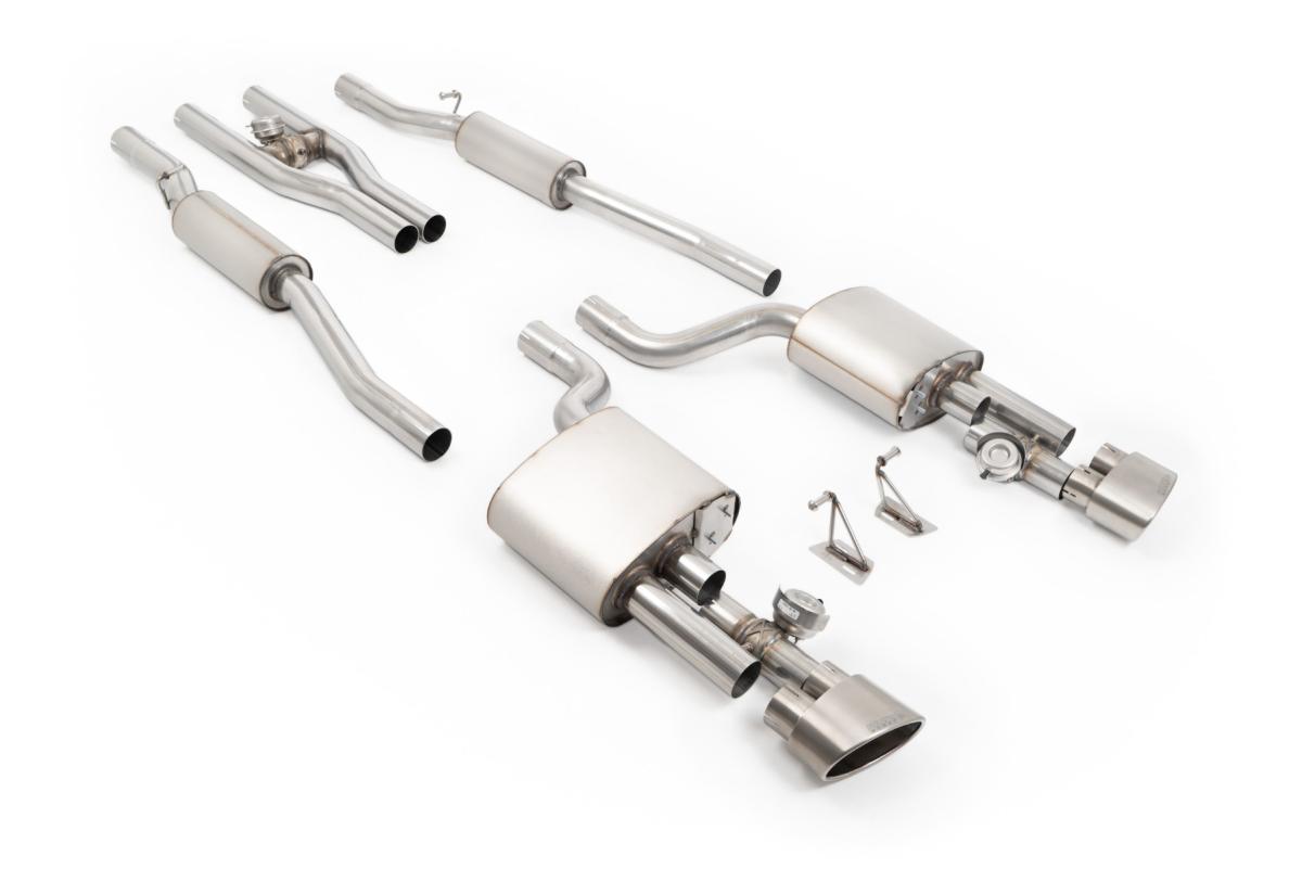 Audi RS4 B7 - V2 Valved Cat-Back with Active H Pipe and Brushed Titanium Ovals Audi RS4 B7 - V2 Valved Cat-Back with Active H Pipe and Brushed Titanium Ovals
